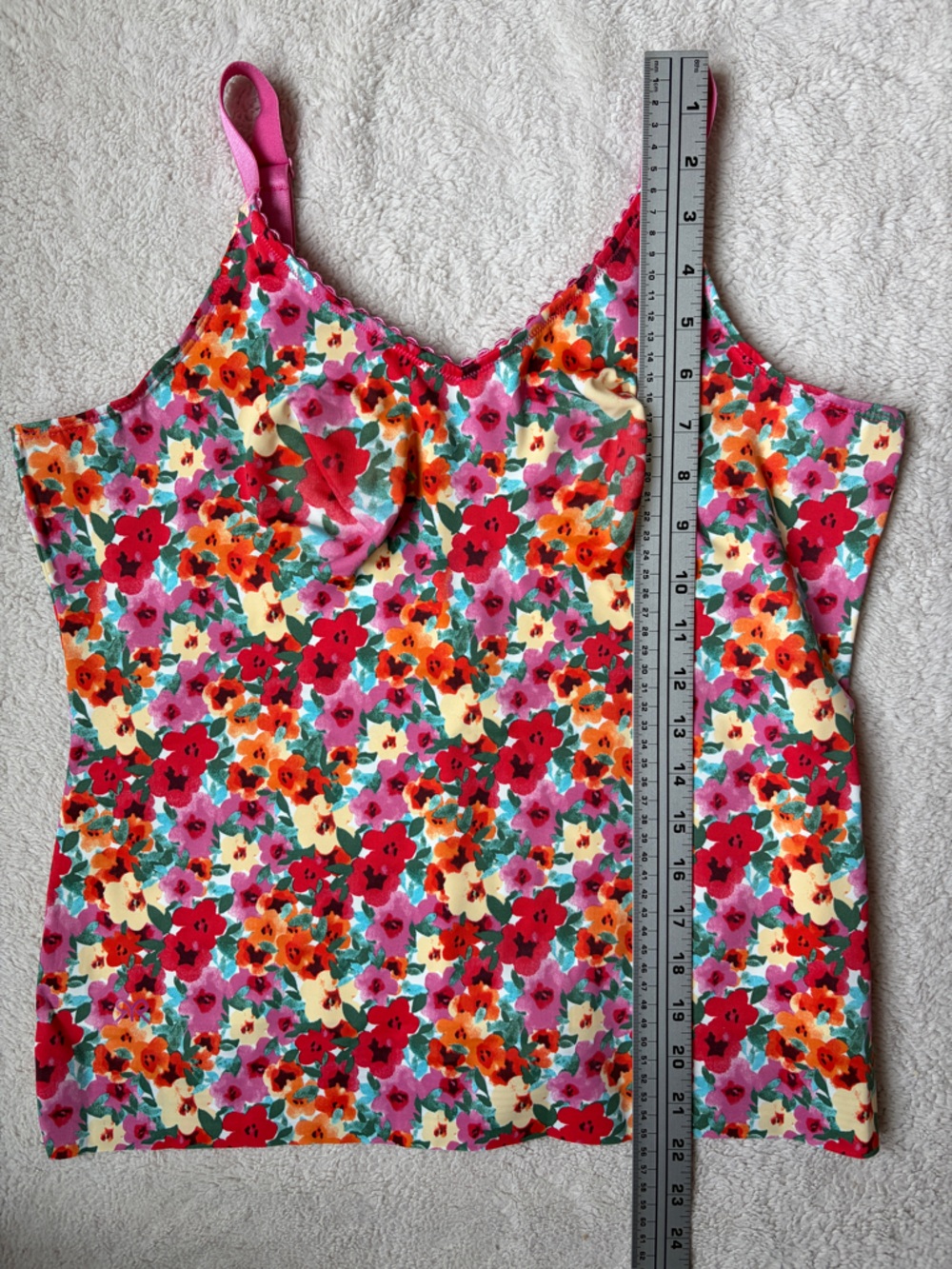 Ruby Ribbon Floral V-Neck Cami Shapewear Tank Top in Pink Multi Floral Size 40 - Picture 4 of 7
